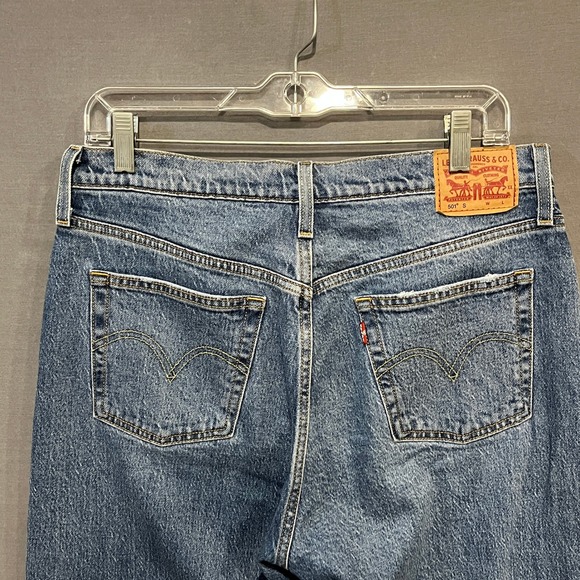 Levi's 501 S Skinny Jeans Womens 29x28 Blue Medium Wash High Rise Button Fly - Picture 9 of 14